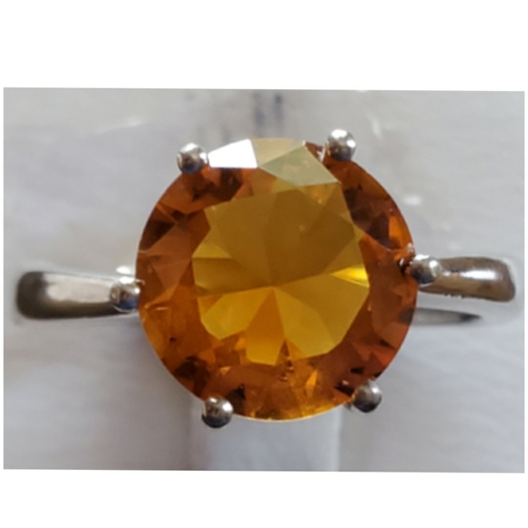 Genuine 3ct Citrine Solitaire Ring size Adjustible - Picture 1 of 8